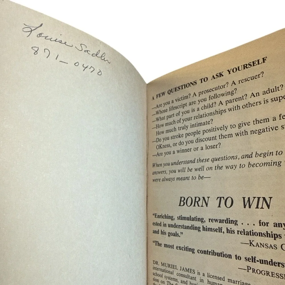 Born to Win Transactional Analysis with Gestalt Experiments By Muriel James 1971